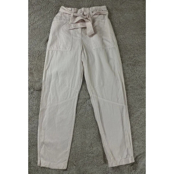 A.L.C. Coburn Tapered Paperbag High Waist Pants Linen Blend Morganite Pink 4 - Picture 9 of 16
